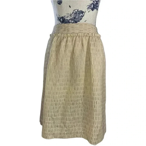 Talbots Gold Metallic Textured High-Waist Skirt, Size‎ 8 - Picture 1 of 7